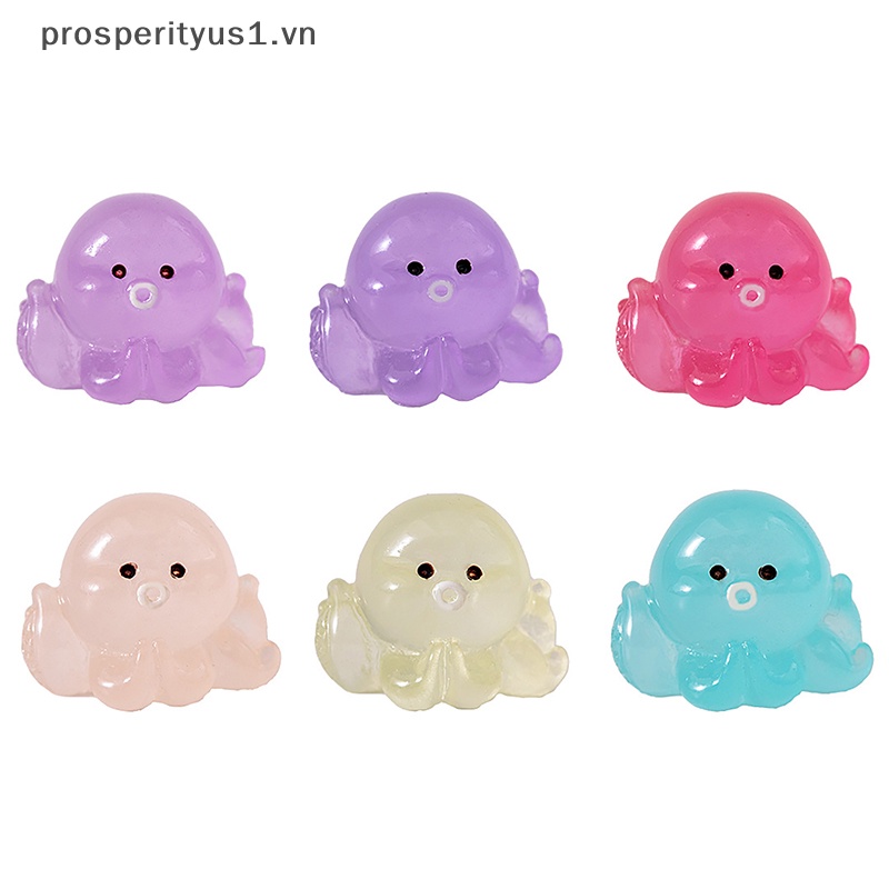 Set 1 / 5 Tượng Bạch Tuộc Dạ Quang Mini Bằng Nhựa Resin Trang Trí Bảng Điều Khiển Xe Hơi / Nhà Cửa DIY