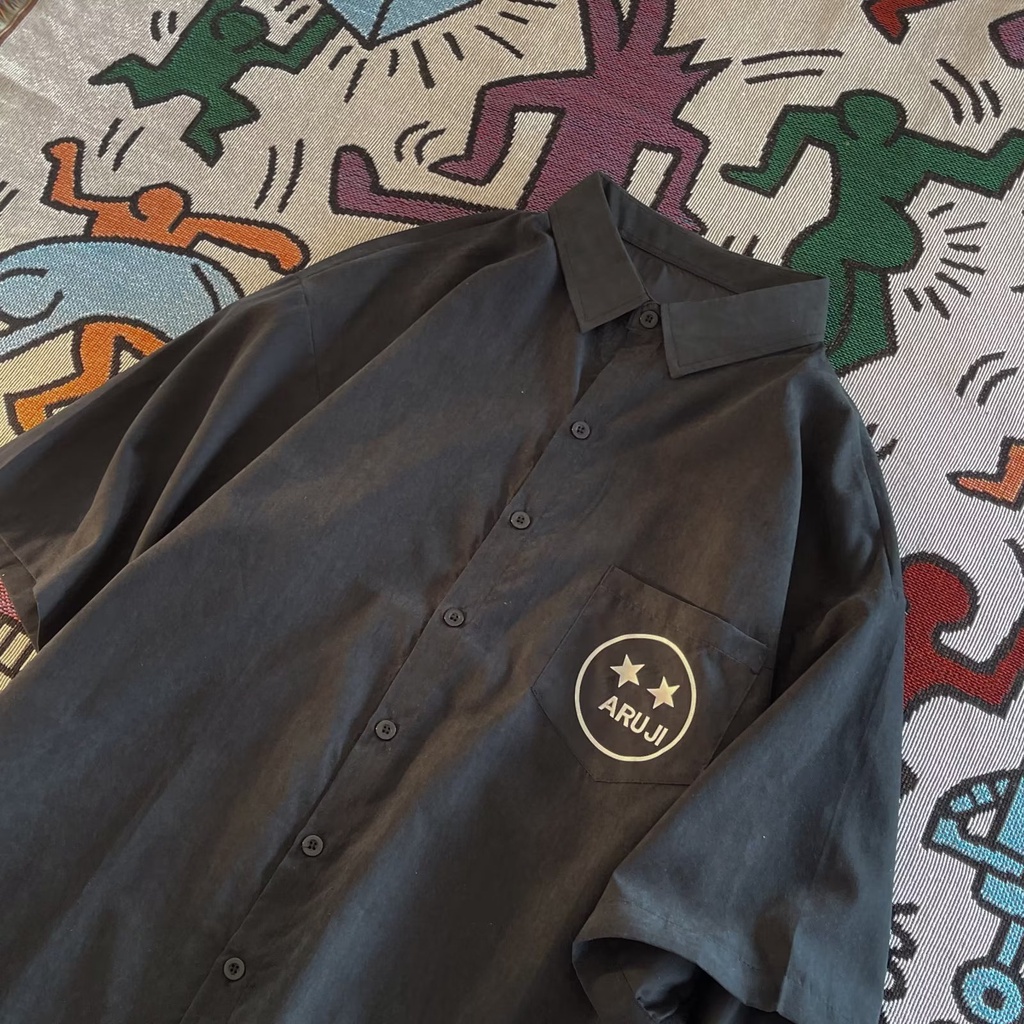 Áo Sơ Mi Ngắn Tay Dáng Rộng Thời Trang Mùa Hè Nhật Bản Dành Cho Nam