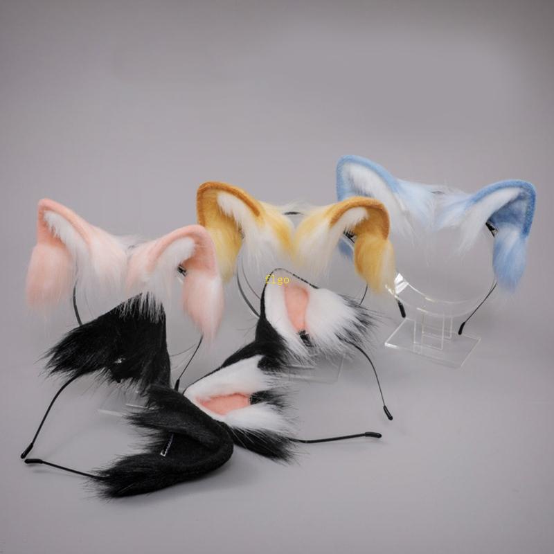 Băng Đô Tai Mèo Giả Lông Nhiều Màu Hóa Trang Lolita Nhật Bản