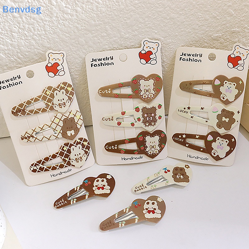 Bộ 3 Kẹp Tóc Hình Gấu Hoạt Hình Dễ Thương Cho Bé Gái