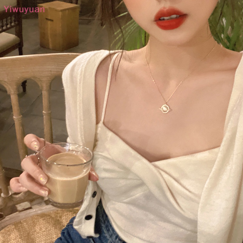 < Yiwuyuan > Vòng cổ Mặt Hình Hành Tinh Đính Đá Zircon Nhẹ Nhàng Thanh Lịch Thời Trang Dành Cho Nữ
