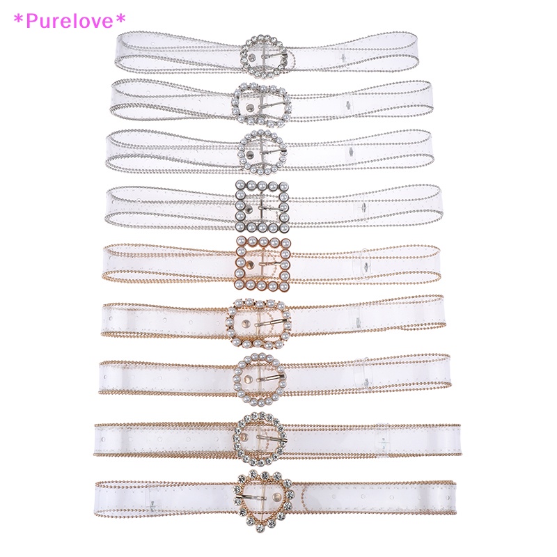 Thắt Lưng Trong Suốt Khóa Vuông / Tròn / Trái Tim Đính Đá Đơn Giản Thời Trang Mới