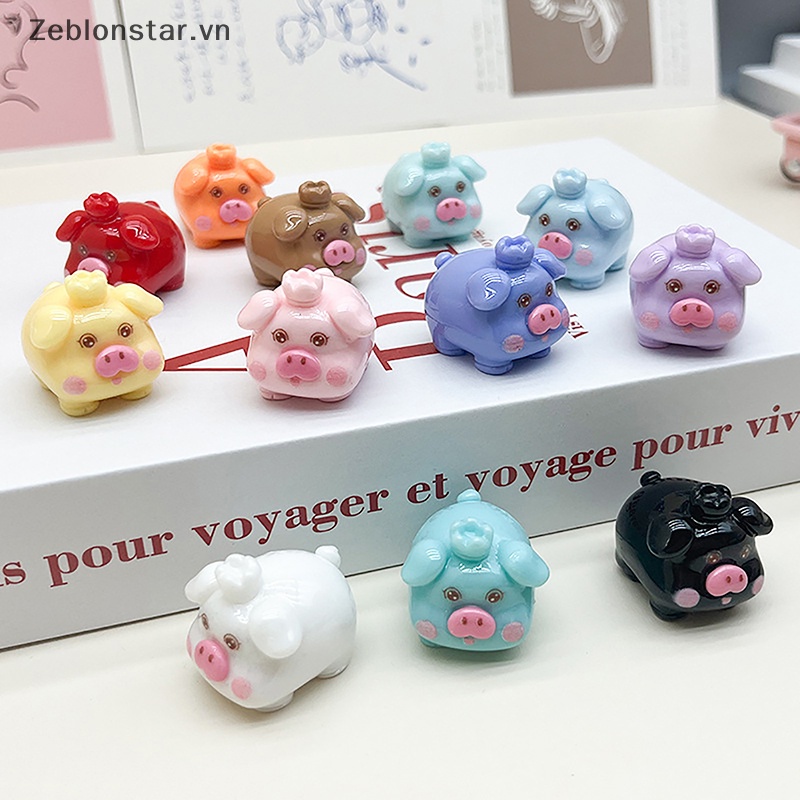 [Ngôi Sao] Móc Khóa Resin Hình Chú Heo Hoạt Hình Đội Vương Miện Thủ Công DIY ~ ~