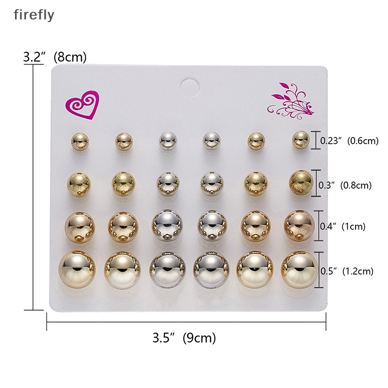 Set 12 Đôi Bông Tai Tròn Đính Đá Zircon Thời Trang Cho Nữ