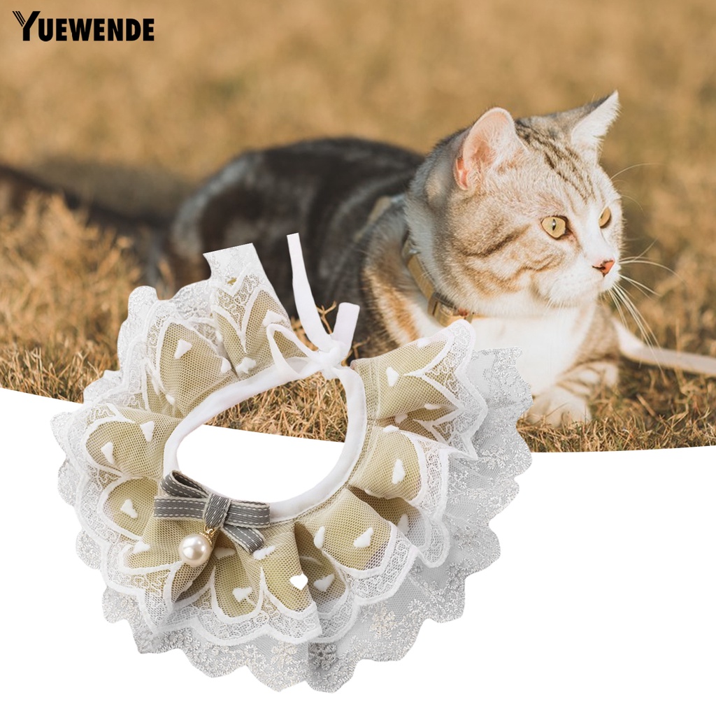 Yq.e Khăn Quàng Cổ Ren Lưới Thoáng Khí Ổn Định Chống Lạc Có Thắt Nơ Trang Trí Ngoài Trời Cho Thú Cưng