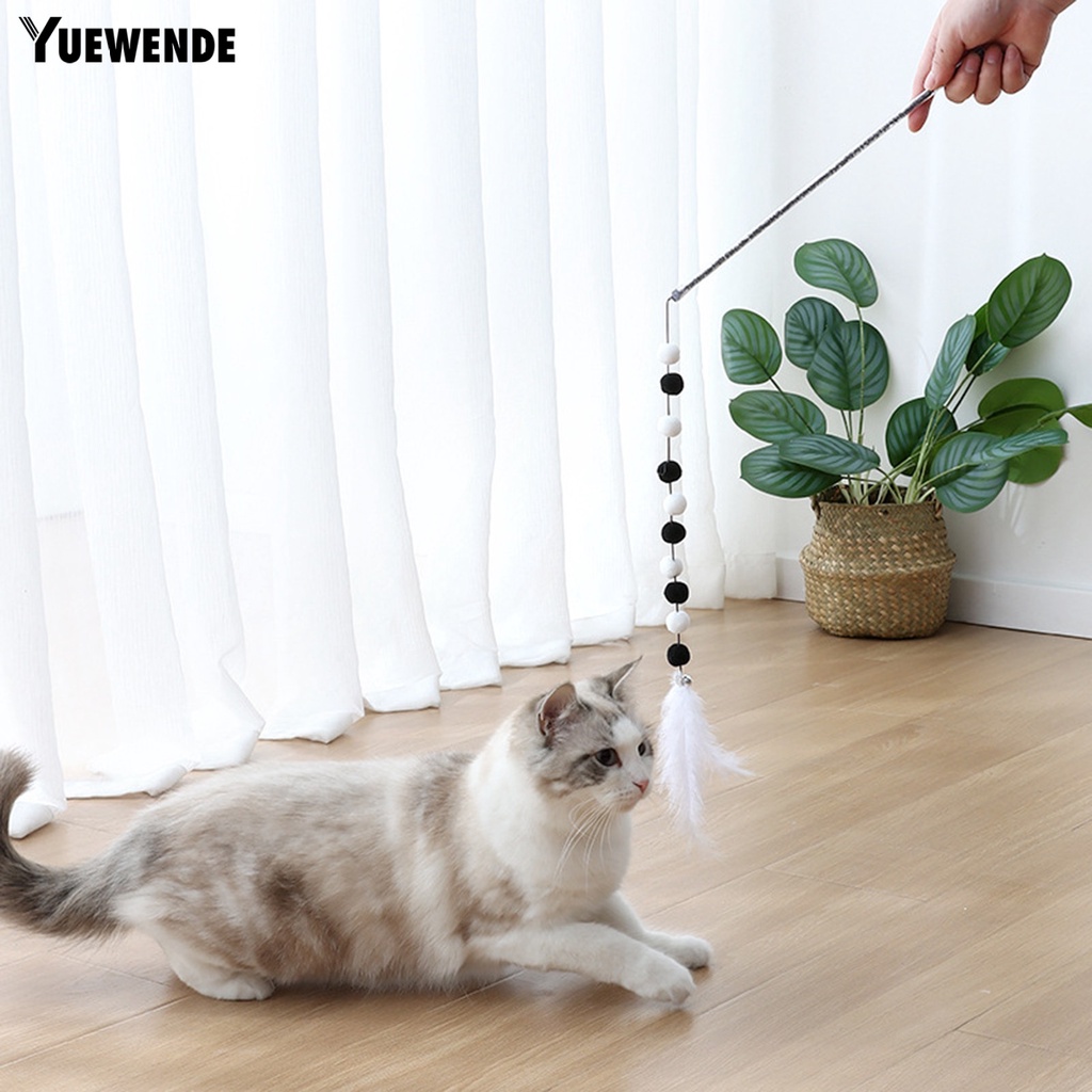 Yq.e Gậy Lông Vũ Dài Nhiều Màu Sắc Chống Cắn Thoải Mái Để Trêu Mèo Con Có Chuông Tương Tác Đa Năng Dành Cho Sử Dụng Tại Nhà