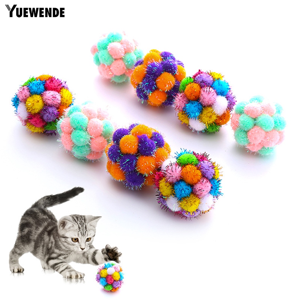 Quả Bóng Lông Xù Nhiều Màu Có Chuông Đồ Chơi Cho Mèo Cưng