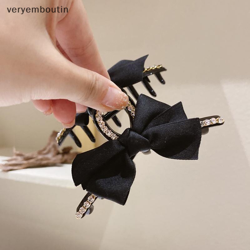 Kẹp Tóc Nơ Lớn Màu Đen Phong Cách Hàn Quốc Thanh Lịch