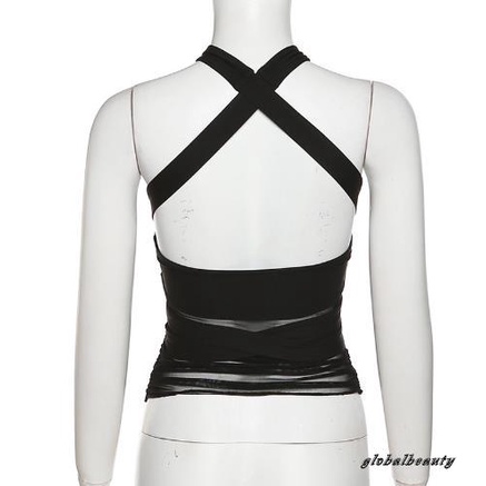 Áo Crop Top Không Tay Cắt Chéo Hở Lưng Thời Trang Mùa Hè Dành Cho Nữ