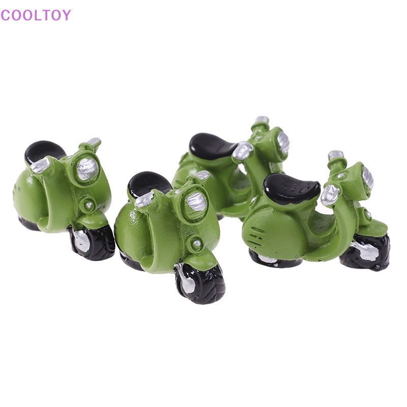 Cooltoy Set 4 Đồ trang trí Xe Máy Ba Bánh Màu Xanh Lá Cây Trang Trí Nhà Búp Bê Thu Nhỏ