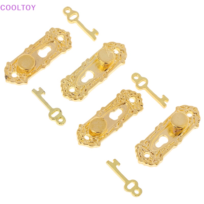 Cooltoy Tay Nắm Cửa Kim Loại Mini Màu Vàng Kèm Chìa Khóa Tỉ Lệ 1 / 12 Trang Trí Nhà Búp Bê