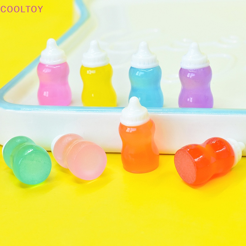 Cooltoy Set 10 Bình Sữa Em Bé mini Màu Dạ Quang Dễ Thương Trang Trí Nhà Búp Bê