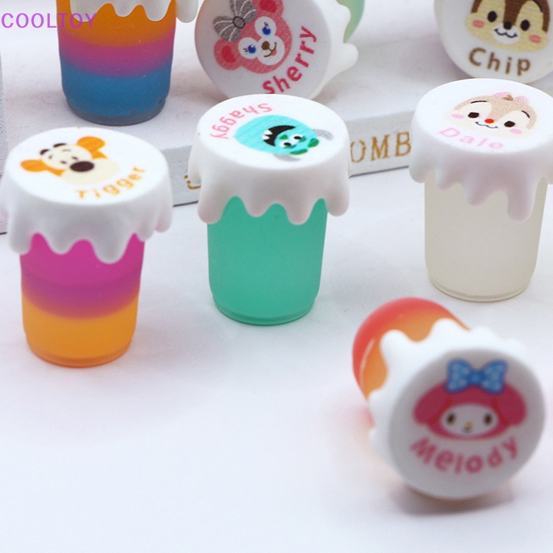 Cooltoy Set 2 Bình Nước Mini Dạ Quang Họa Tiết Hoạt Hình Dành Cho Nhà Búp Bê