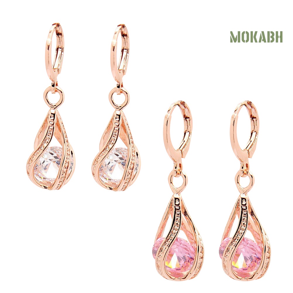 Bông Tai Dáng Dài Hình Giọt Nước Đính Đá Zircon Thời Trang Cho Nữ