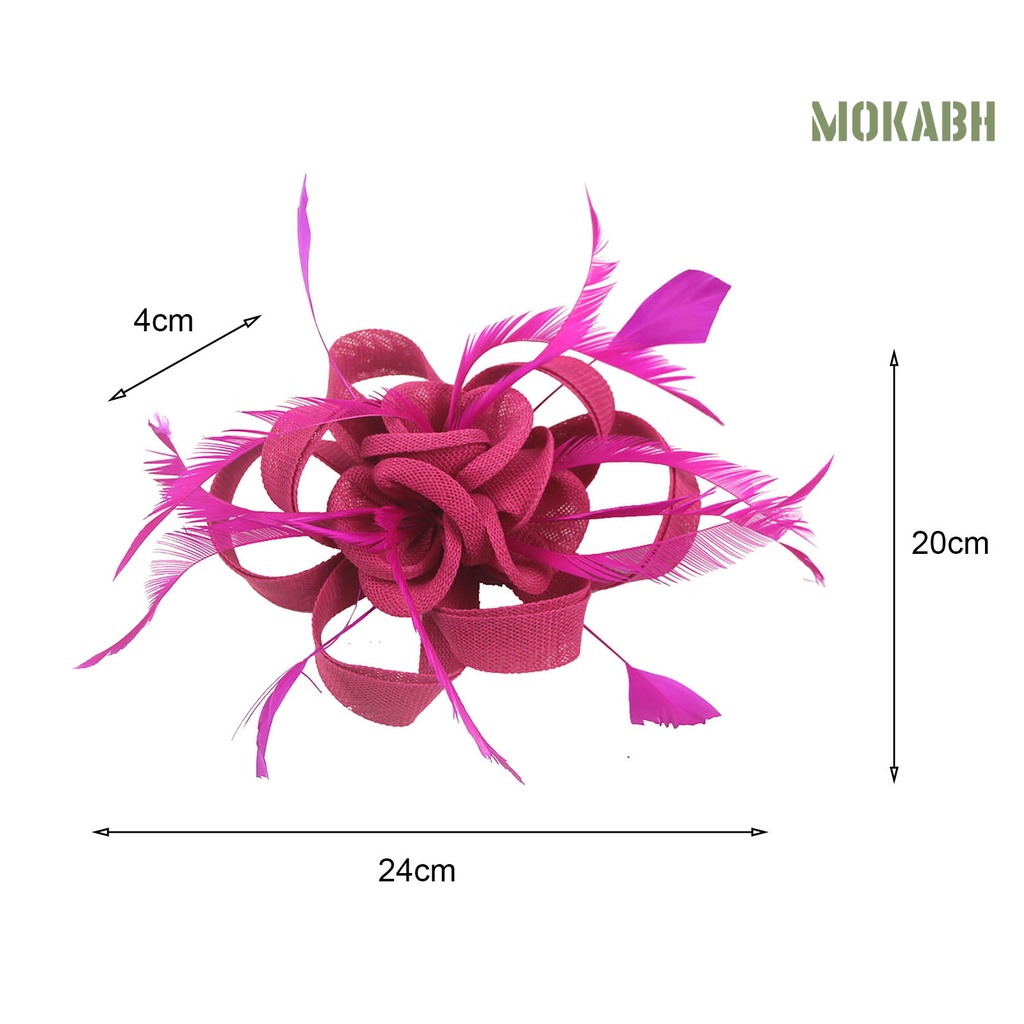 [Mokabh] Cài Tóc Nhiều Lớp Lông Vũ Màu Trơn Cổ Điển Cao Cấp Dành Cho Cô Dâu Trong Tiệc Cưới