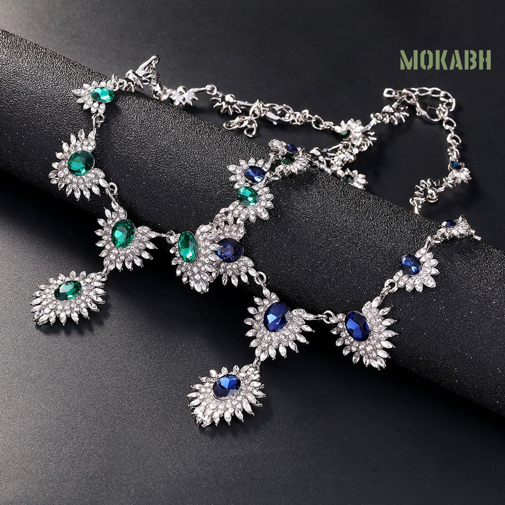 1 Bộ Vòng cổ Và Bông Tai Hình Hoa Hướng Dương Đính Pha Lê Giả Lấp Lánh Thời Trang Cho Cô Dâu