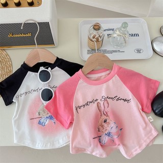 Áo Thun Cotton Mỏng Tay Ngắn In Họa Tiết Hoạt Hình Phong Cách Hàn Quốc Thời Trang Mùa Hè Cho Nữ