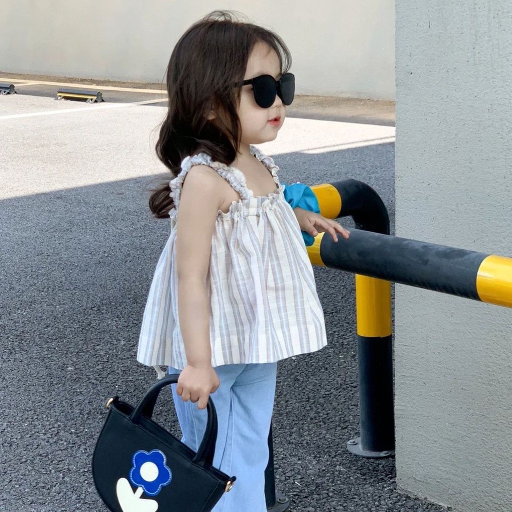 Bộ Áo Liền Quần Chấm Bi Dáng Rộng Chống Muỗi Phong Cách Hàn Quốc Thời Trang Mùa Hè Cho Bé Gái