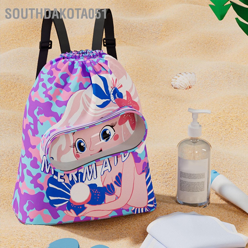 Southdakota051 Túi bơi dây rút cho trẻ em Vải Oxford chống thấm nước khô tách túi bé trai gái