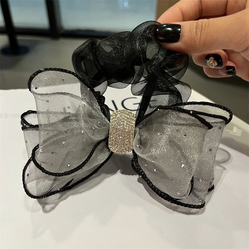 Dây Cột Tóc Đính Đá Kim Cương Nhân Tạo Hình Nơ Phong Cách Hàn Quốc Chất Lượng Cao