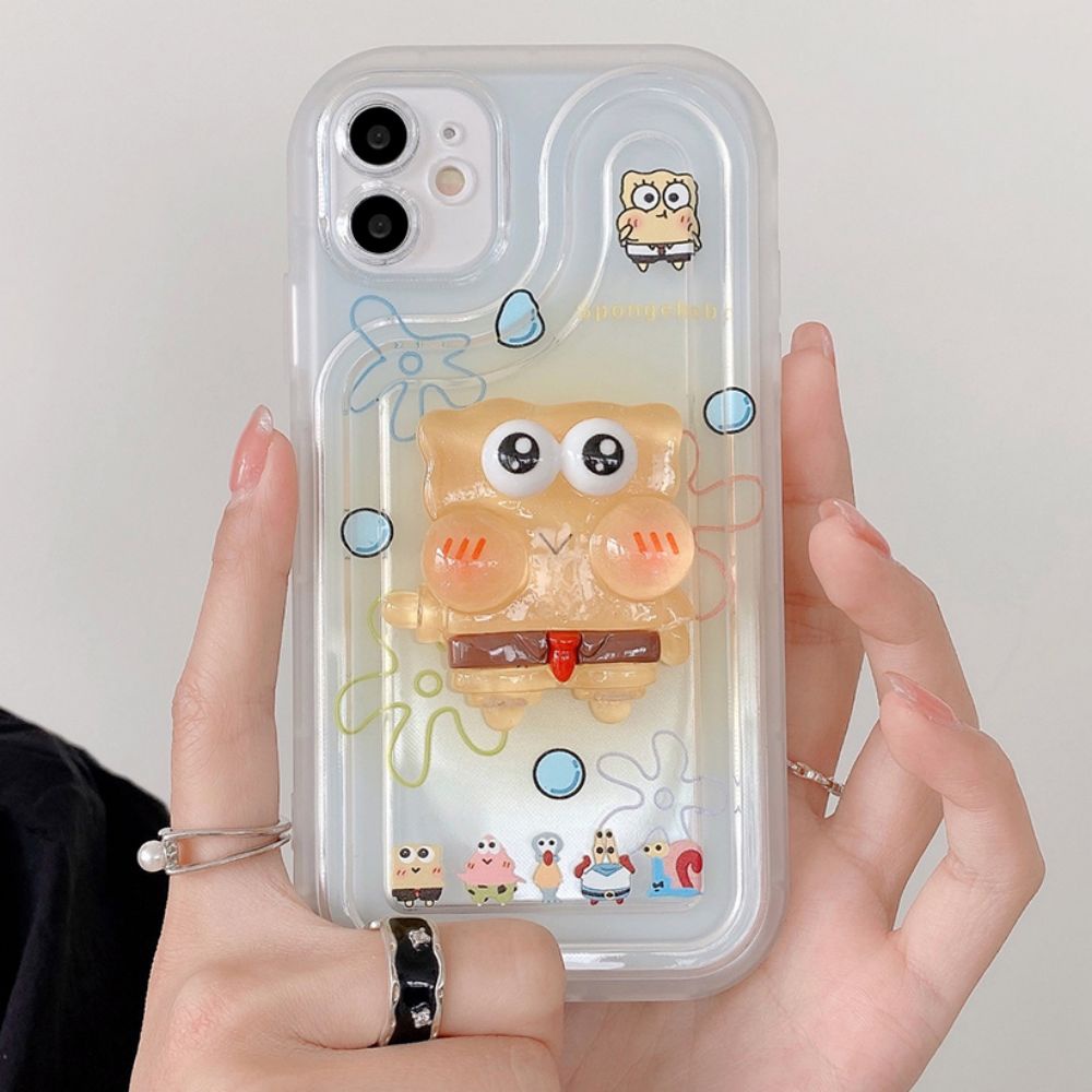 Ốp Điện Thoại TPU Mềm Chống Sốc Hình Spongebob 3D Cho IPhone 11 14 13 12 Pro Max XR XS Max 7 8 Plus SE
