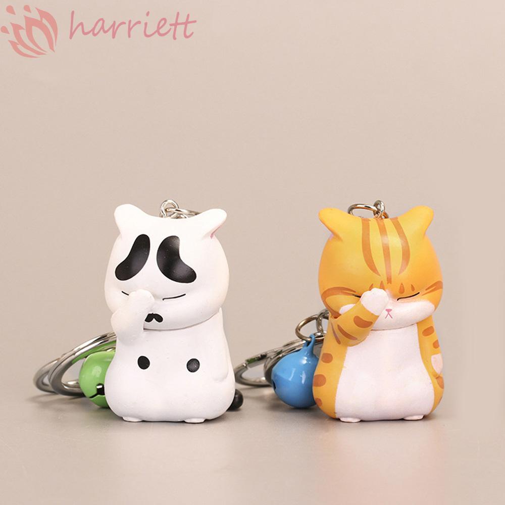 Móc khóa hình mèo Shy dễ thương có chuông nhiều màu xinh xắn