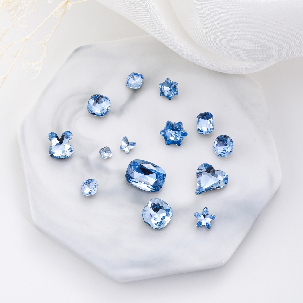 Hạt Kim Cương Giả Màu Xanh Dương Siêu Mỏng Hình Người Ngoài Hành Tinh Trái Tim Trang Trí Móng Tay