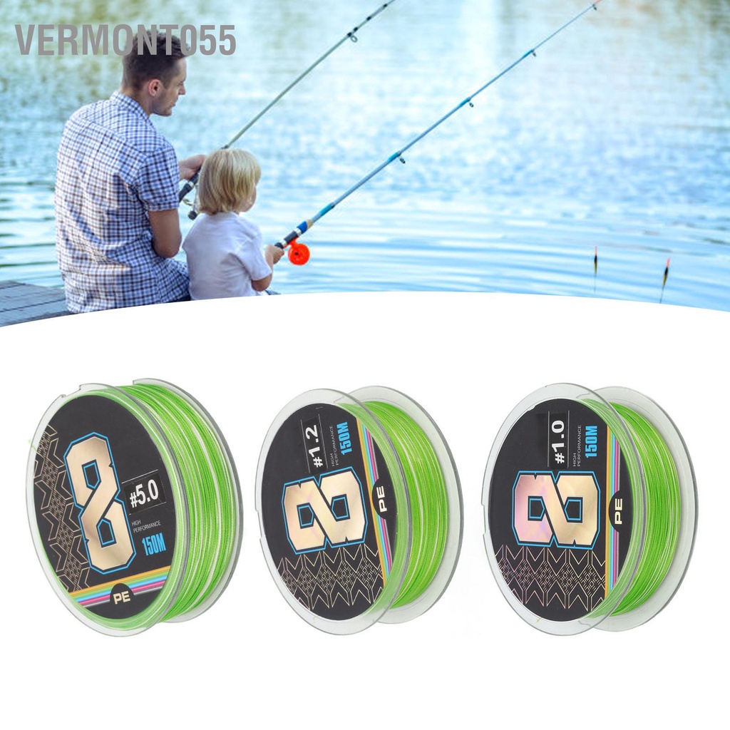 Vermont055 Dây Câu 150M PE 8 Sợi Bện Chịu Lực Căng Mạnh Phụ Kiện Cá Ngoài Trời