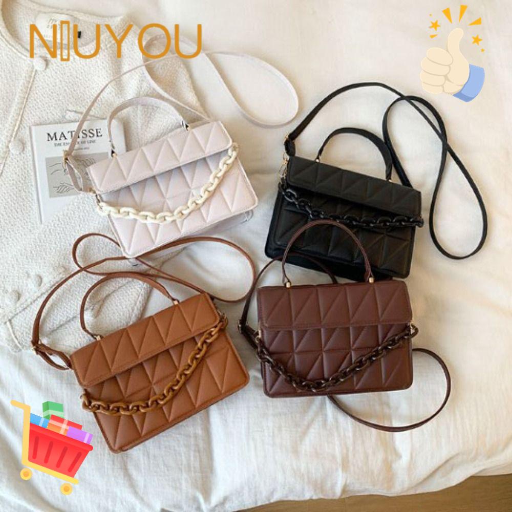 Túi Đeo Vai Họa Tiết Kẻ Ô Phối Dây Xích Thời Trang Cho Nữ