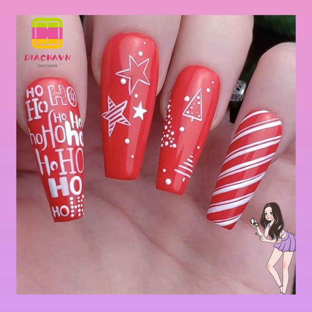 Bộ 24 Móng Tay Giả Che Phủ Toàn Diện Dáng Ngắn Phong Cách Pháp