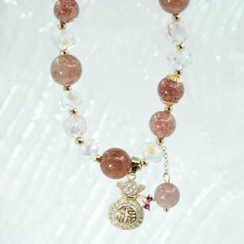 Lắt tay thạch anh dâu tây Thạch anh tình yêu vòng tay nữ vòng tay phong thuỷ Vòng Tay Pha Lê vòng đá phong thuỷ vòng tay chuỗi hạt vòng tay may mắnvòng tay đôi bạn thân