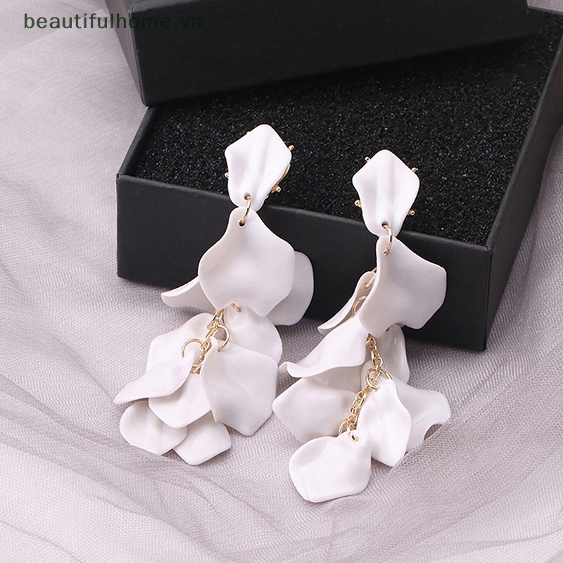 1 Đôi Bông Tai Dáng Dài Hình Cánh Hoa Bằng Acrylic Phong Cách Hàn Quốc Thời Trang Cho Nữ