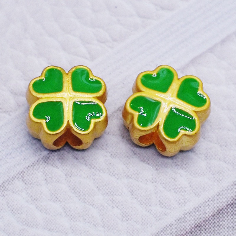 🔥 GIÁ SỈ 🔥 Charm cỏ 4 lá mạ vàng màu xanh - PL183