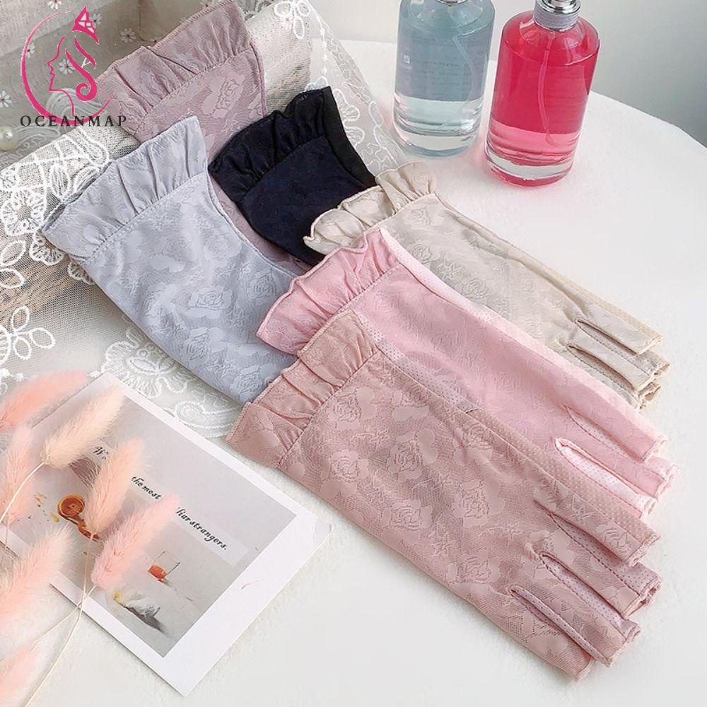 OCEANMAP Găng Tay Lái Xe Ren Hoa Mỏng Mềm Mại Thoáng Khí Chống Nắng