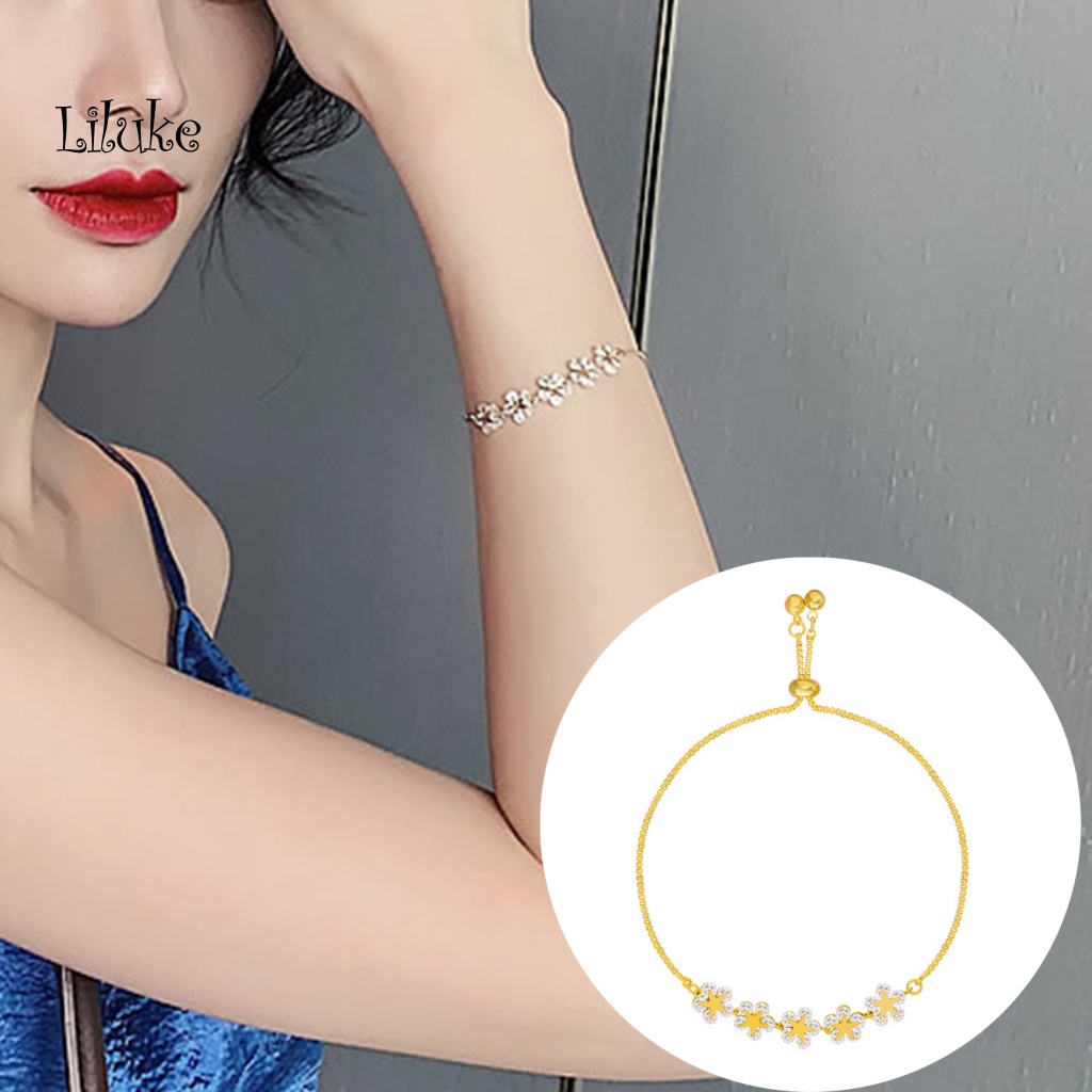 Vòng Tay Hợp Kim Mạ Bạc Trang Trí Hoa Màu Trơn Thời Trang Cho Nữ