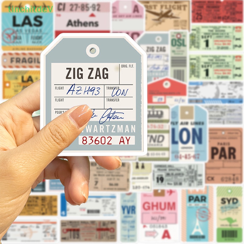 Set 40 Miếng Dán Trang Trí Vali Du Lịch / Hành Lý Họa Tiết Graffiti Kiểu Retro