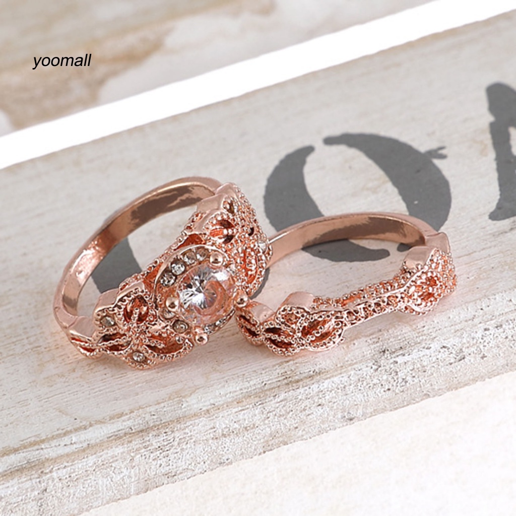 1 Set Nhẫn Hợp Kim Đính Đá Phong Cách Cổ Điển Cho Nữ