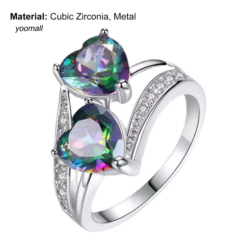 Nhẫn Hình Trái Tim Đôi Đính Đá Zircon Lấp Lánh Thời Trang Dự Tiệc Cho Nữ