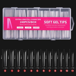 240 miếng đóng hộp móng tay trong suốt siêu dài ống nước móng tay miếng dán móng tay giả