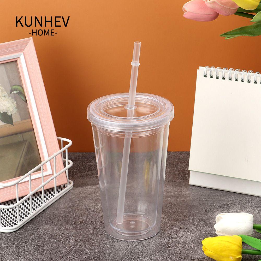 KUNHEV Bình Nước Hai Lớp Bằng Nhựa Dung Tích 500ml Có Nắp Đậy Tiện Dụng