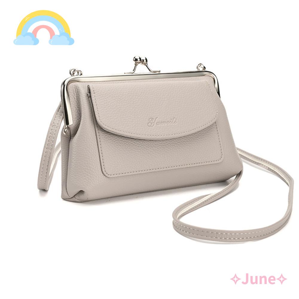 JUNE Túi Đeo Chéo Da PU Sức Chứa Lớn Màu Trơn Thời Trang 2023 Cho Nữ