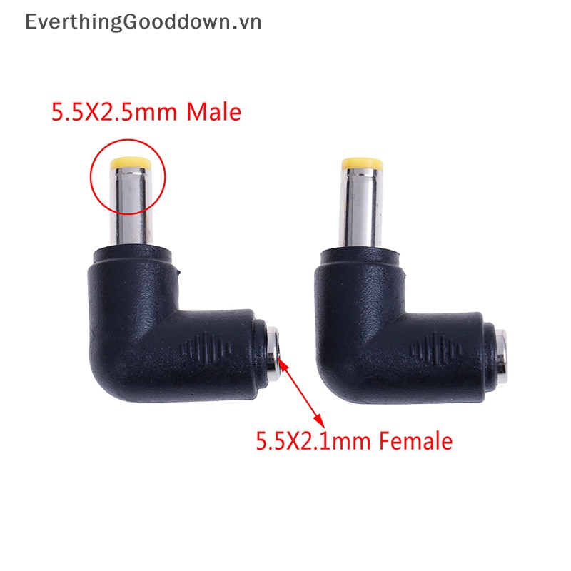 Set 2 Đầu Nối Chuyển Đổi Nguồn Điện DC 5.5X2.1mm female Sang 5.5X2.5mm male vn
