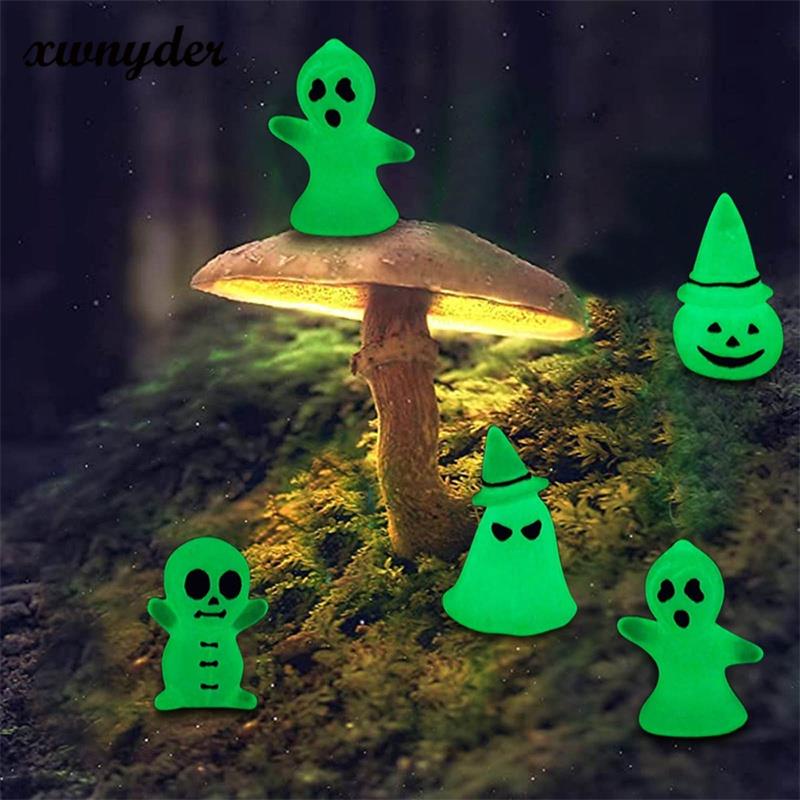 Bộ Xương Ma Bí Ngô Dạ Quang Bằng Nhựa Resin Sáng Tạo Trang Trí Halloween Hoạt Hình