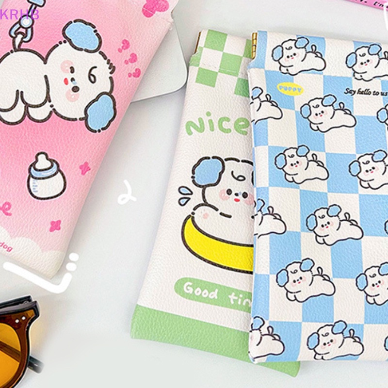 Hộp Đựng Mắt Kính Bằng Da PU Họa Tiết Chú Chó Hoạt Hình Dễ Thương Mới