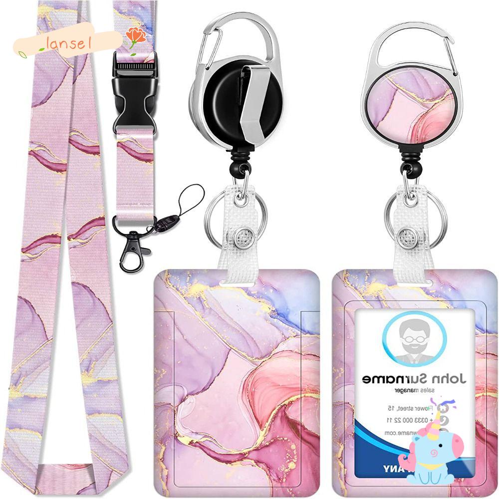 LANSEL Dây Đeo Thẻ ID Màu Hồng Nhỏ Gọn Có Thể Xoay Được Tiện Dụng