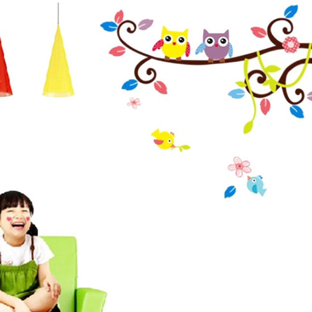 Miếng Dán Tường Trang Trí Hình Chim Cú Hoạt Hình Tháo Rời Được DIY Dành Cho Phòng Ngủ Trẻ Em