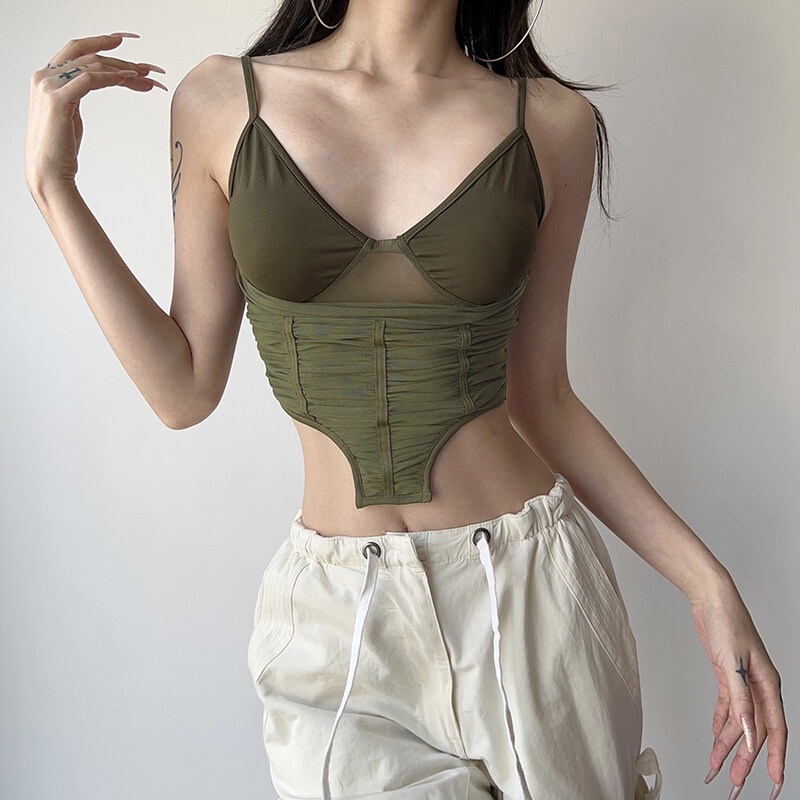 Áo Hai Dây Cổ Chữ V Dáng Ôm Màu Trơn Đơn Giản Thời Trang Cho Nữ Y2K