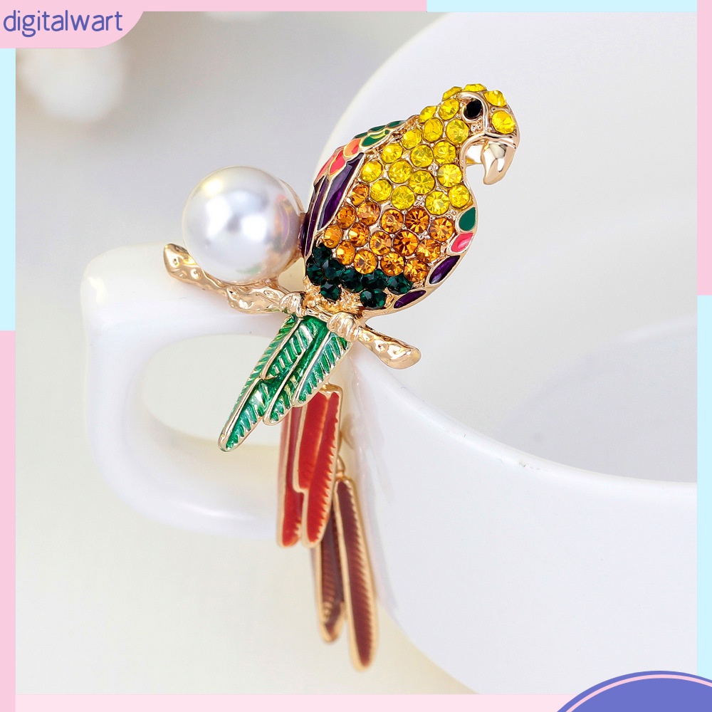 Ghim Cài Áo Hình Chú Vẹt Pha Lê / Hạt Ngọc Trai [DG]