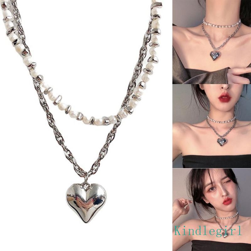 Vòng Cổ Choker Nhiều Lớp Mặt Trái Tim Thời Trang Cho Nữ