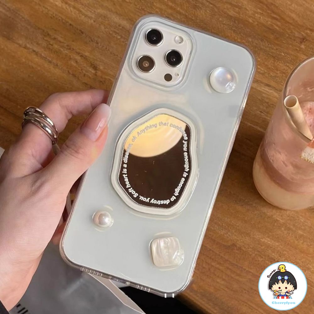 Ốp Điện Thoại TPU Mềm Trong Suốt Đính Ngọc Trai 3D Lấp Lánh Chống Sốc Cho IPhone 14 13 12 11 Pro Max X XR 8 7 Plus SE